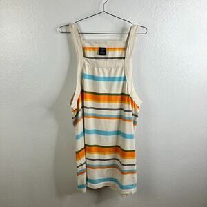 Virgin Cotton Stripe Tank Size 2XL Retro Square Neck Y2K Beach Summer